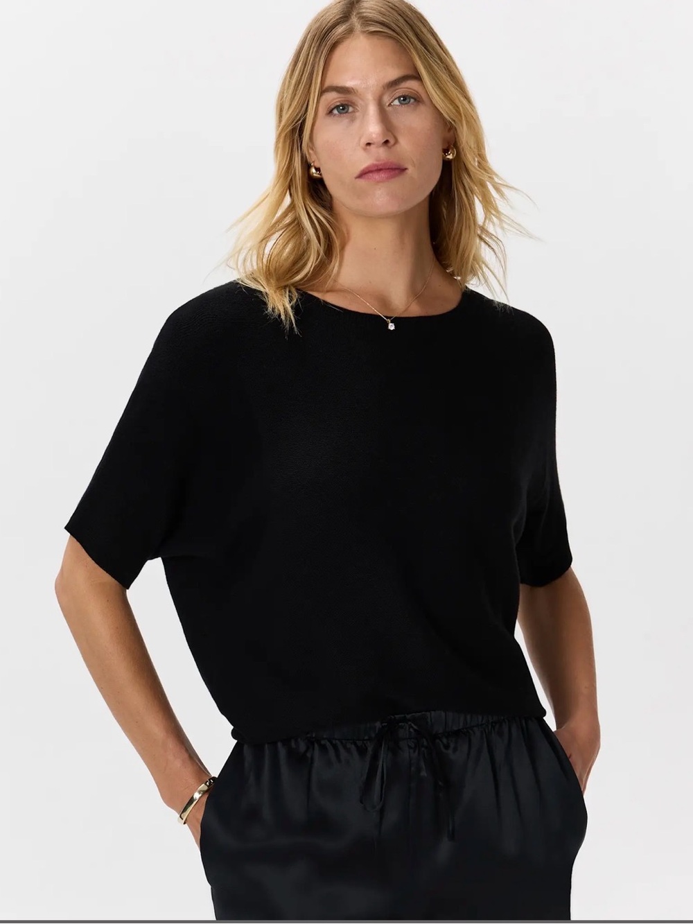 Quince LOT NWOT Lightweight Cotton Cashmere Link-Stitch Dolman Sweater - Picture 5 of 12
